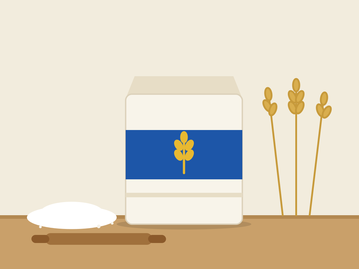 Bag of flour with wheat